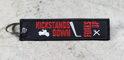 'Kickstands Down, Forks Up' - MotoMinds™ Key Tag